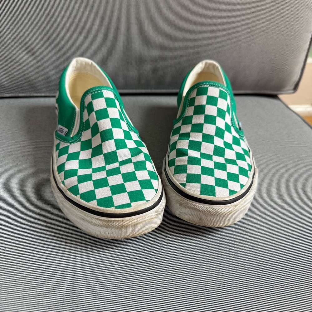 Vans Green and White Checkerboard Slip-On Sneaker - Picture 5 of 5